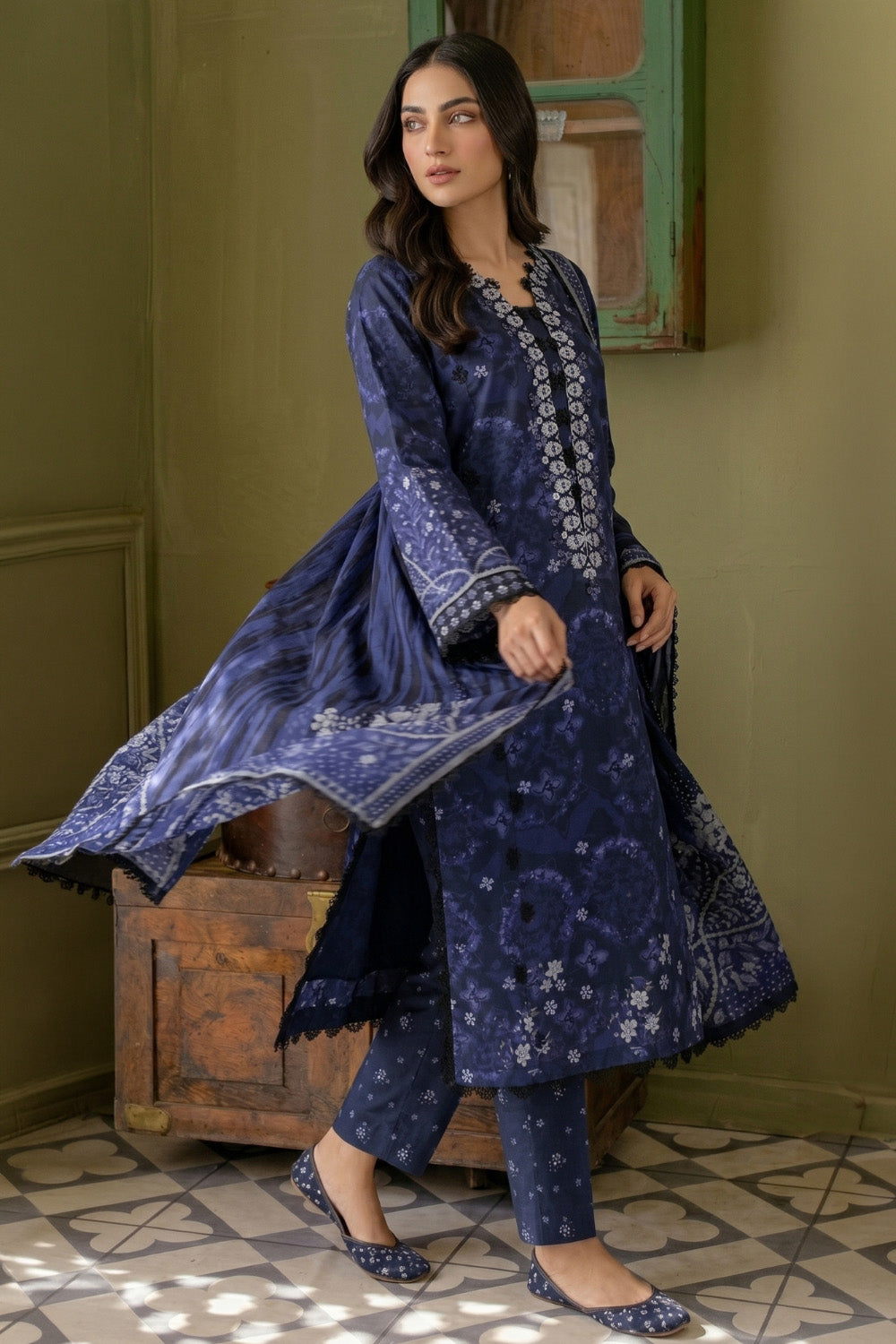 3 Piece - Embroidered  Lawn Suit - 1011