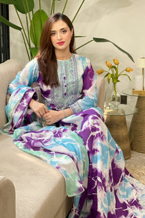 2 Piece - Embroidered Digital Printed Lawn Suit - 1015