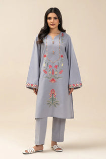 2 Piece - Embroidered  Slub Suit - 1007