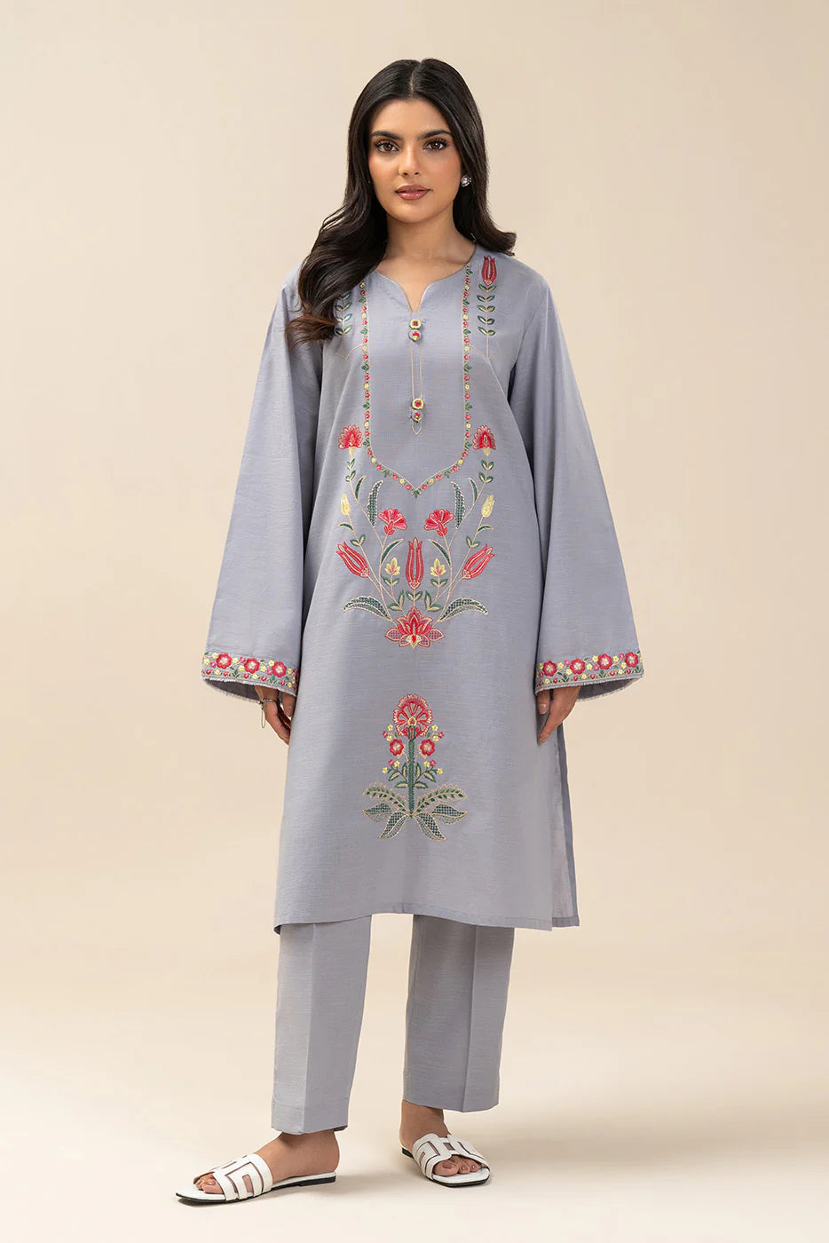 2 Piece - Embroidered  Slub Suit - 1007 Main image