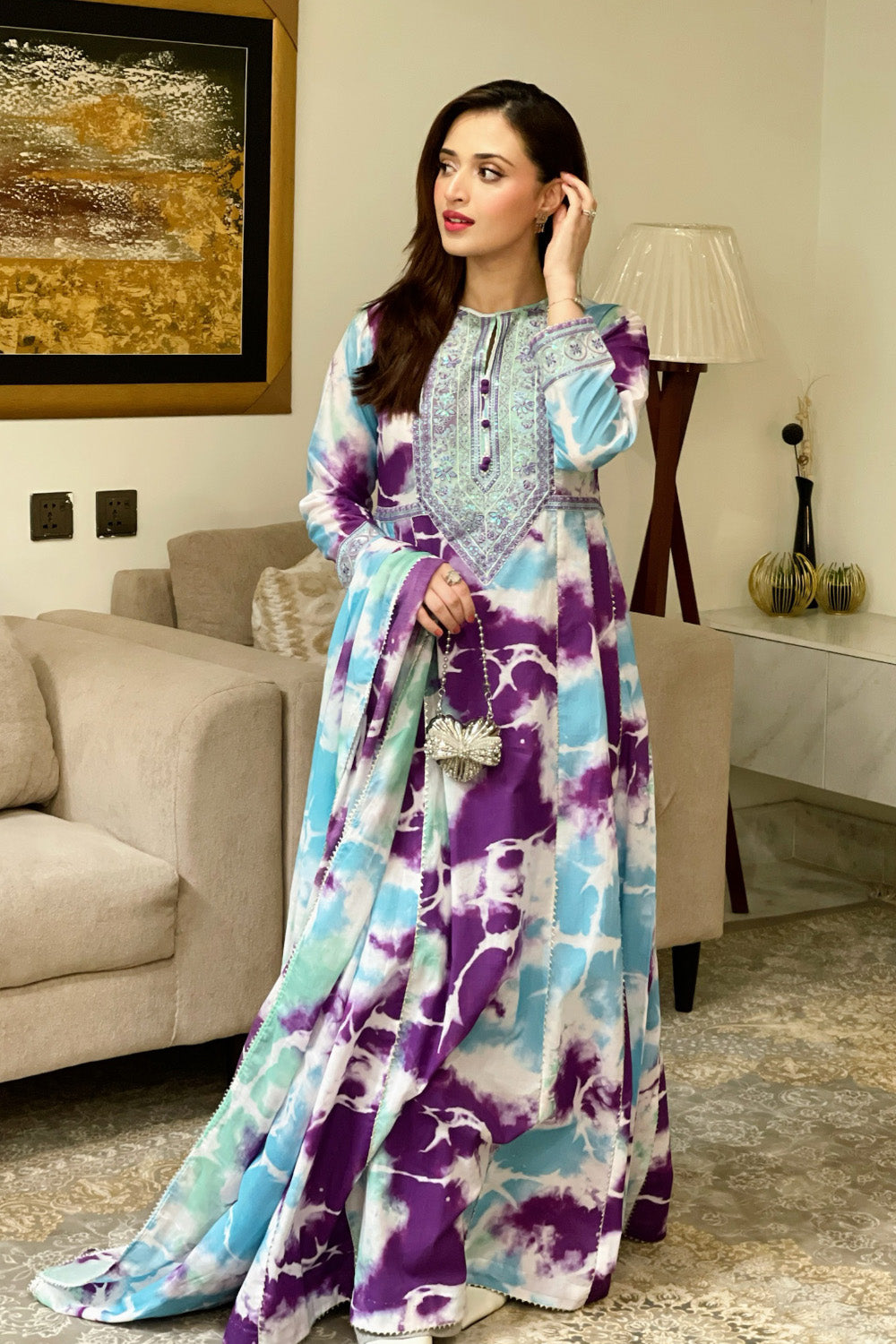 2 Piece - Embroidered Digital Printed Lawn Suit - 1015