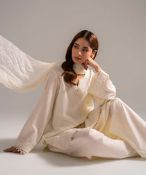 3 Piece - Embroidered  Dobby Suit - 1002