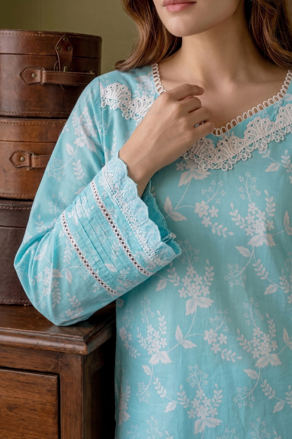 3 Piece - Embroidered Digital Printed Lawn Suit - 1016