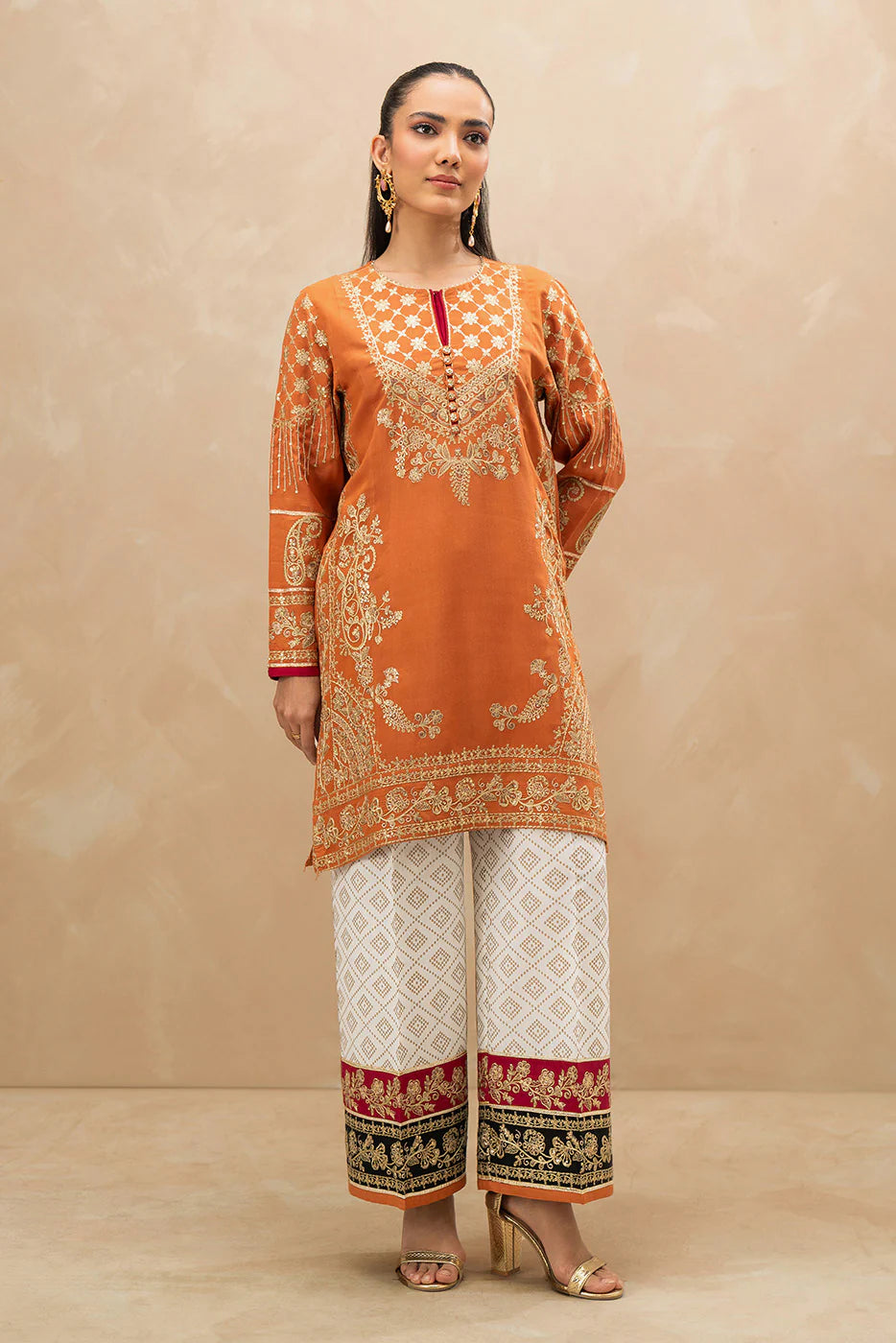 2 Piece - Embroidered  Raw Silk Suit - 1005 Main image